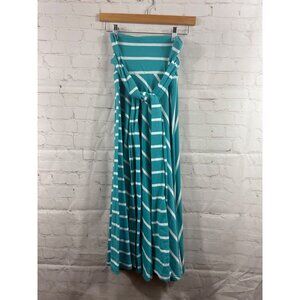 Cato Maxi Skirt Womens Size Medium Aqua Blue White Stripes Stretchy Pull On